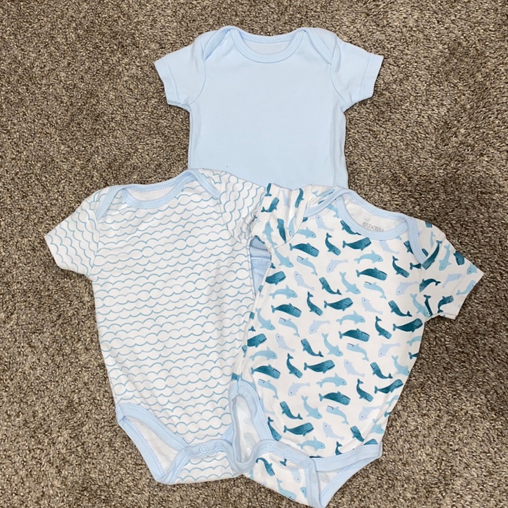 Set of baby onesie blue theme